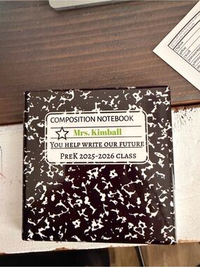 Coaster Composition Notebook - Black & White Marbled Personalized